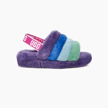 UGG Pride Fluff Yeah Multicolor Purple Slides for Men (TCAK21850)